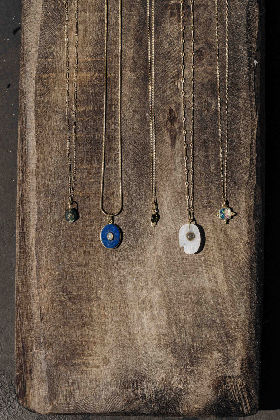 CGM Jewelry Gold / 18 Inches Luminous Hamsa Moonstone + Labradorite Necklace