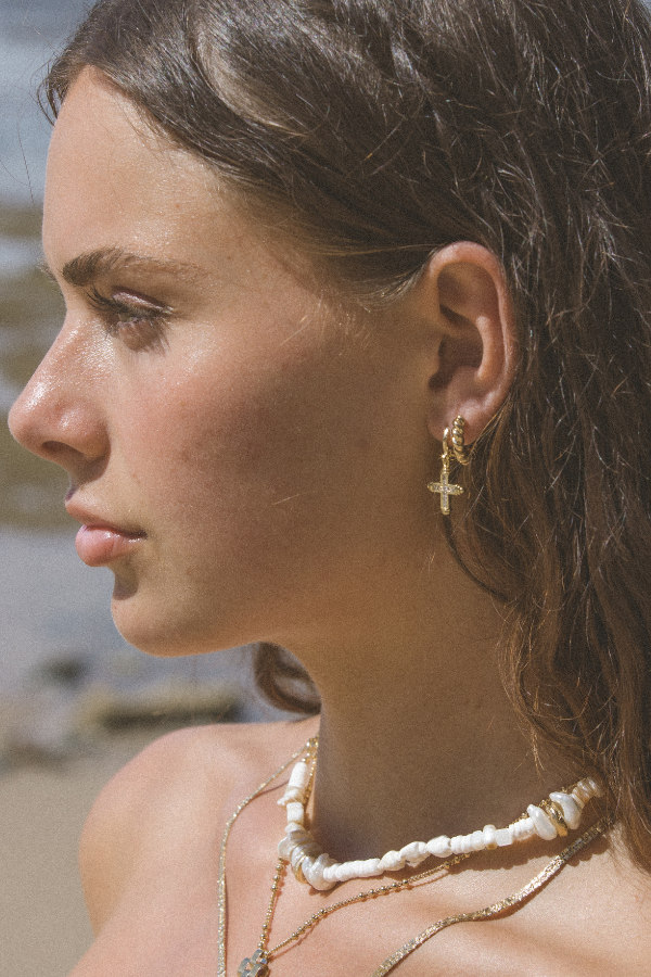 Child of Wild Jewelry Gold Lydia Cross Earrings