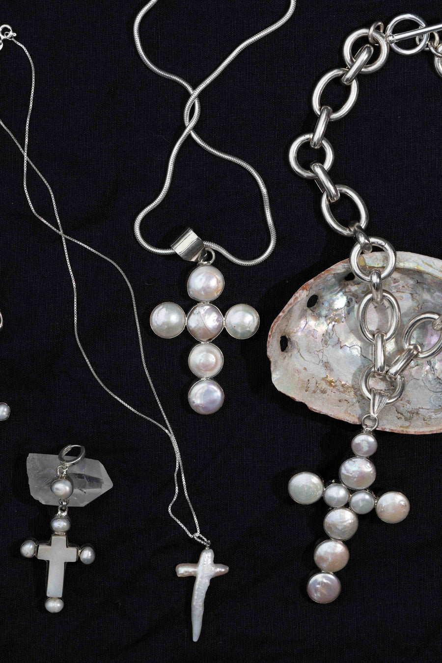 DZI Creations Jewelry Marisol Pearl Cross Earrings