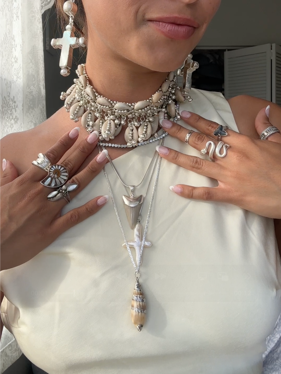 DZI Creations Jewelry Marisol Pearl Cross Earrings