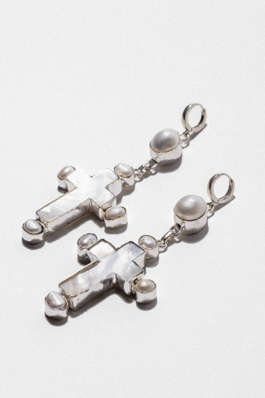 DZI Creations Jewelry Marisol Pearl Cross Earrings