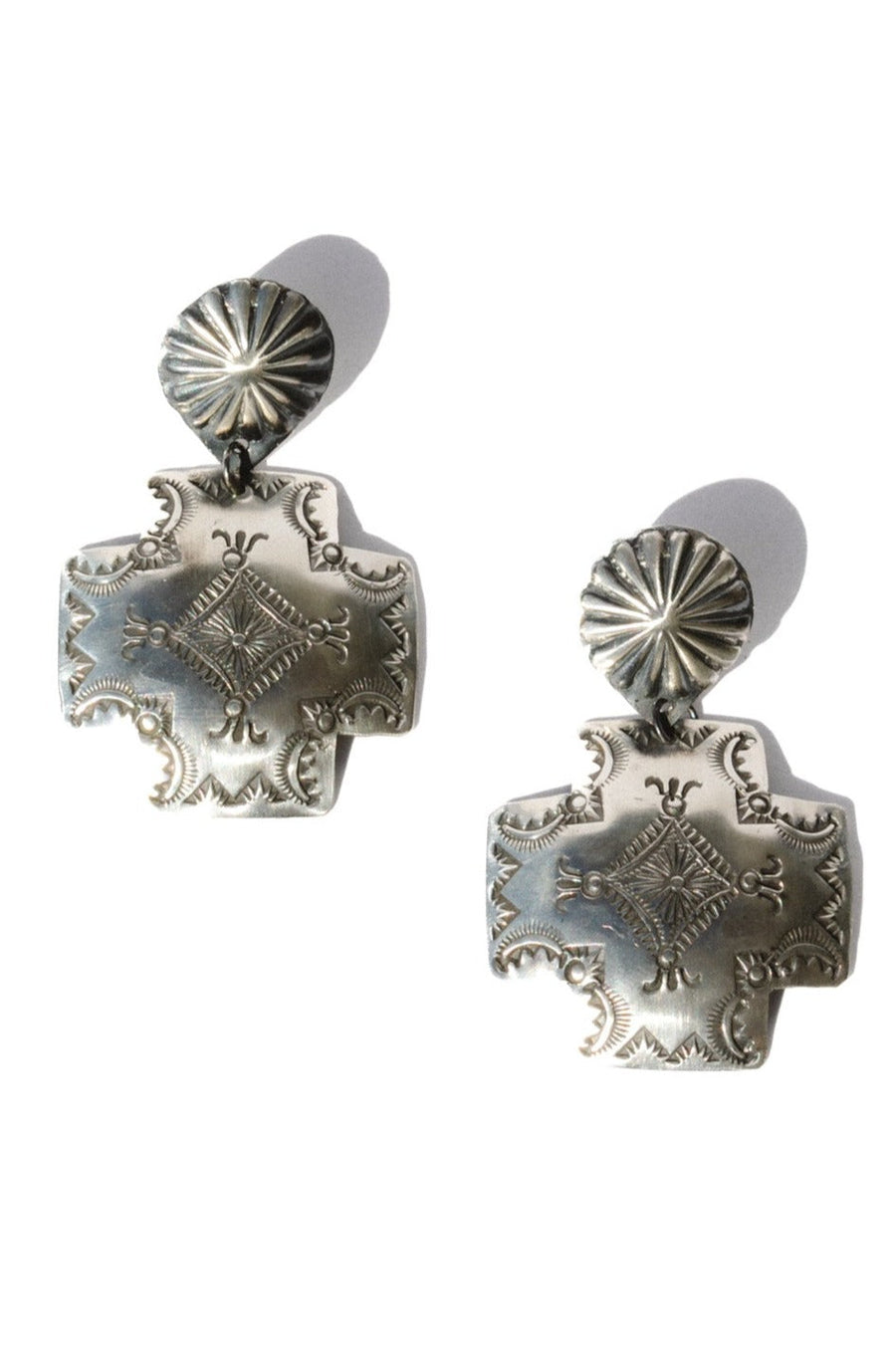 Sunwest Jewelry Silver Miakoda Concho Earrings