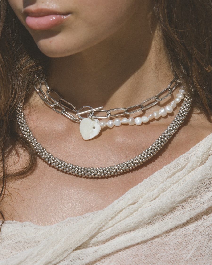 Goddess Jewelry Silver / 16 Inches Monaco Pearl/Chain Necklace
