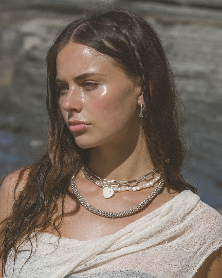 Goddess Jewelry Silver / 16 Inches Monaco Pearl/Chain Necklace