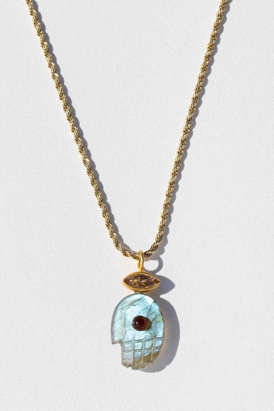 Child of Wild Jewelry Gold / 18 Inches Mystic Hamsa Labradorite + Citrine Necklace