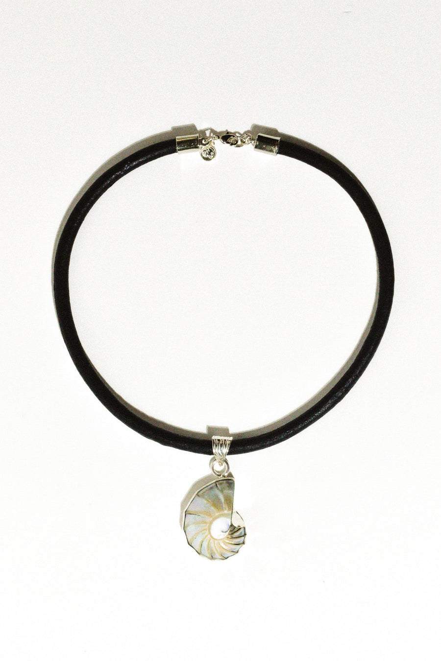 Angele Handcraft Jewelry Black / 16 inches Nautilus Leather Collar