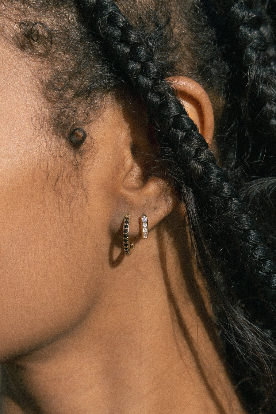 Child of Wild Jewelry Gold Noiré CZ Huggies