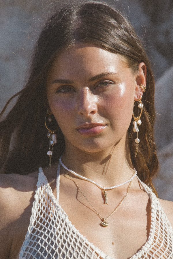 CGM Jewelry Gold Nymph Pearl Earrings