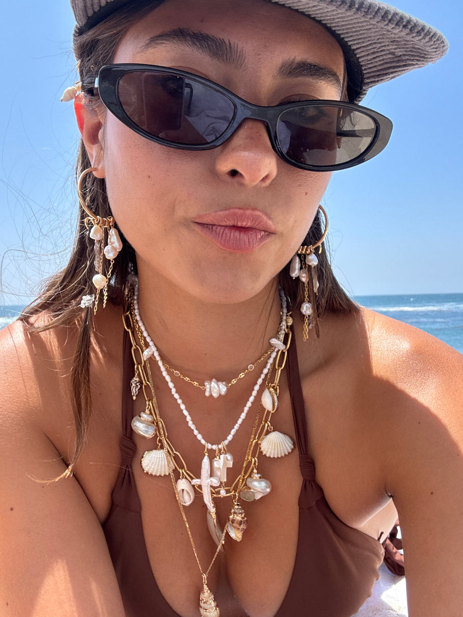 CGM Jewelry Gold Nymph Pearl Earrings