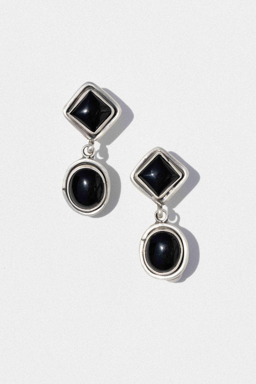 Sunwest Jewelry Silver Onyx Night Native American Earrings