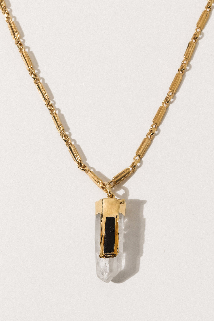 Goddess Jewelry Gold / 15 Inches Oracle Quartz + Obsidian Necklace