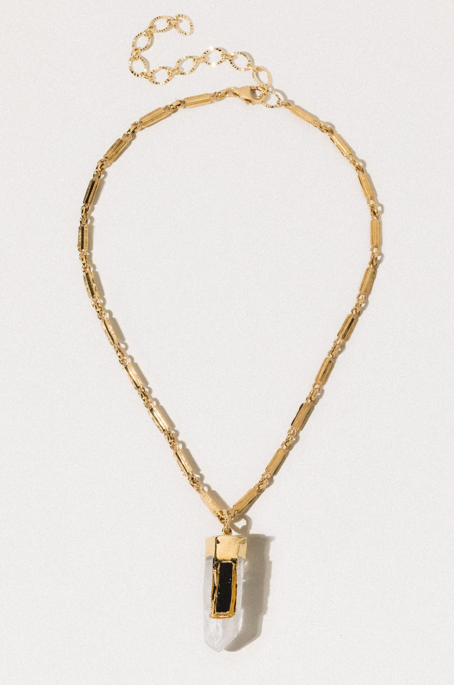 Goddess Jewelry Gold / 15 Inches Oracle Quartz + Obsidian Necklace