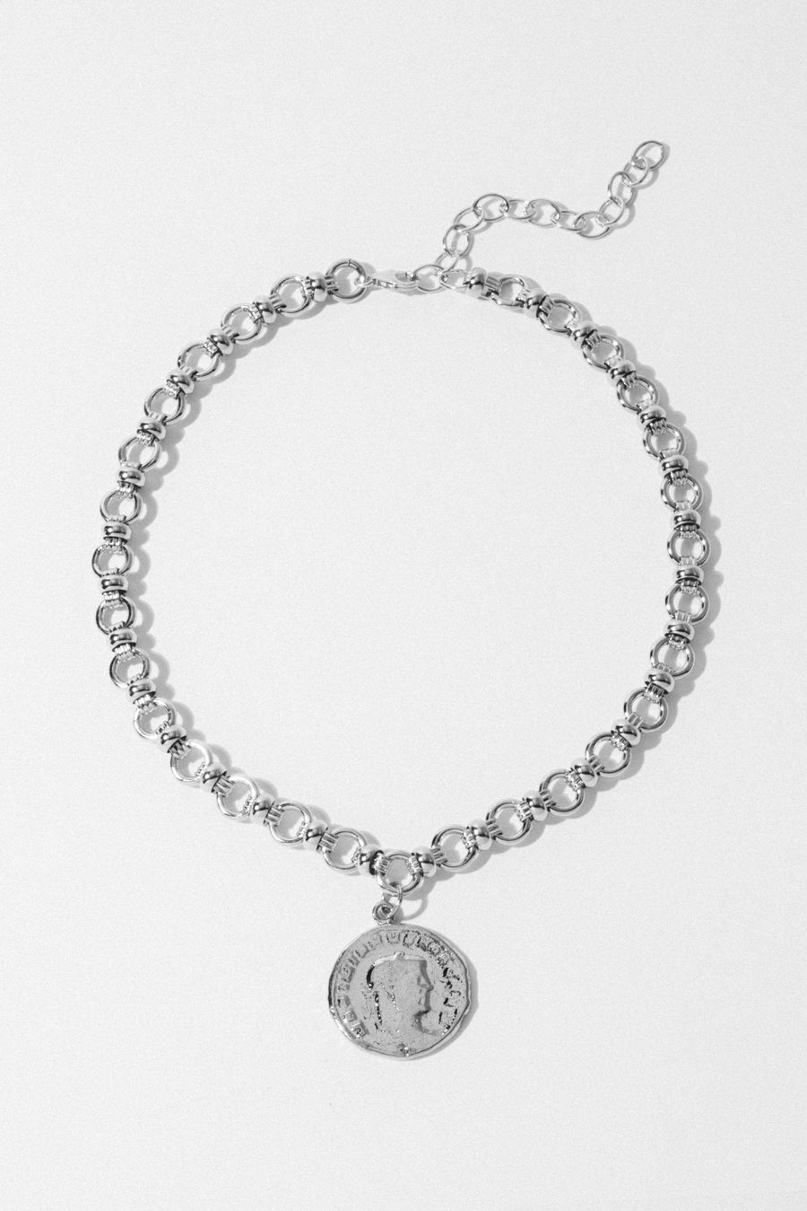 Goddess Jewelry Silver / 13 Inches Pertinax Coin Choker