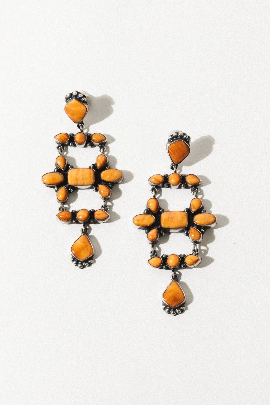 Sunwest Jewelry Orange Peruvian Spiny Oyster Vintage Earrings