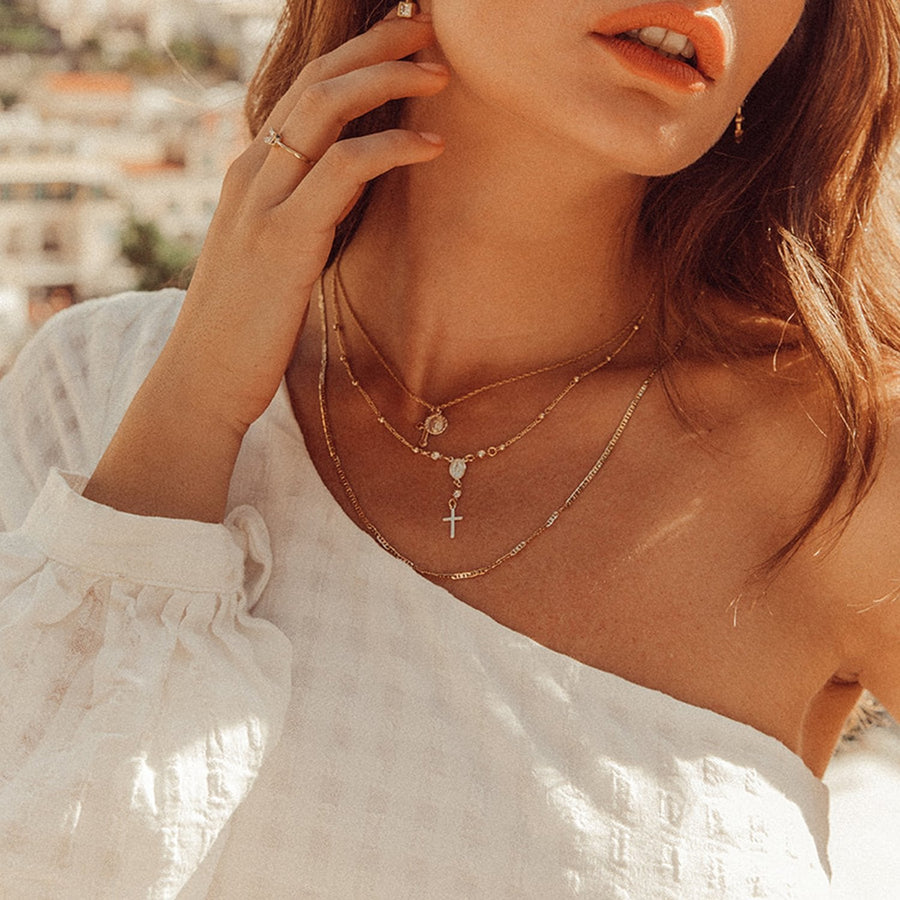 Delicate rosary necklace clearance