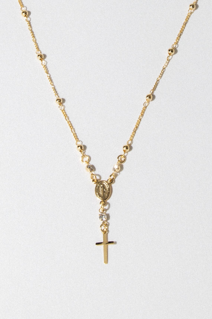 Dona Italia Jewelry Gold / 18 Inches / CZ Rhinestones Positano Rosary Necklace