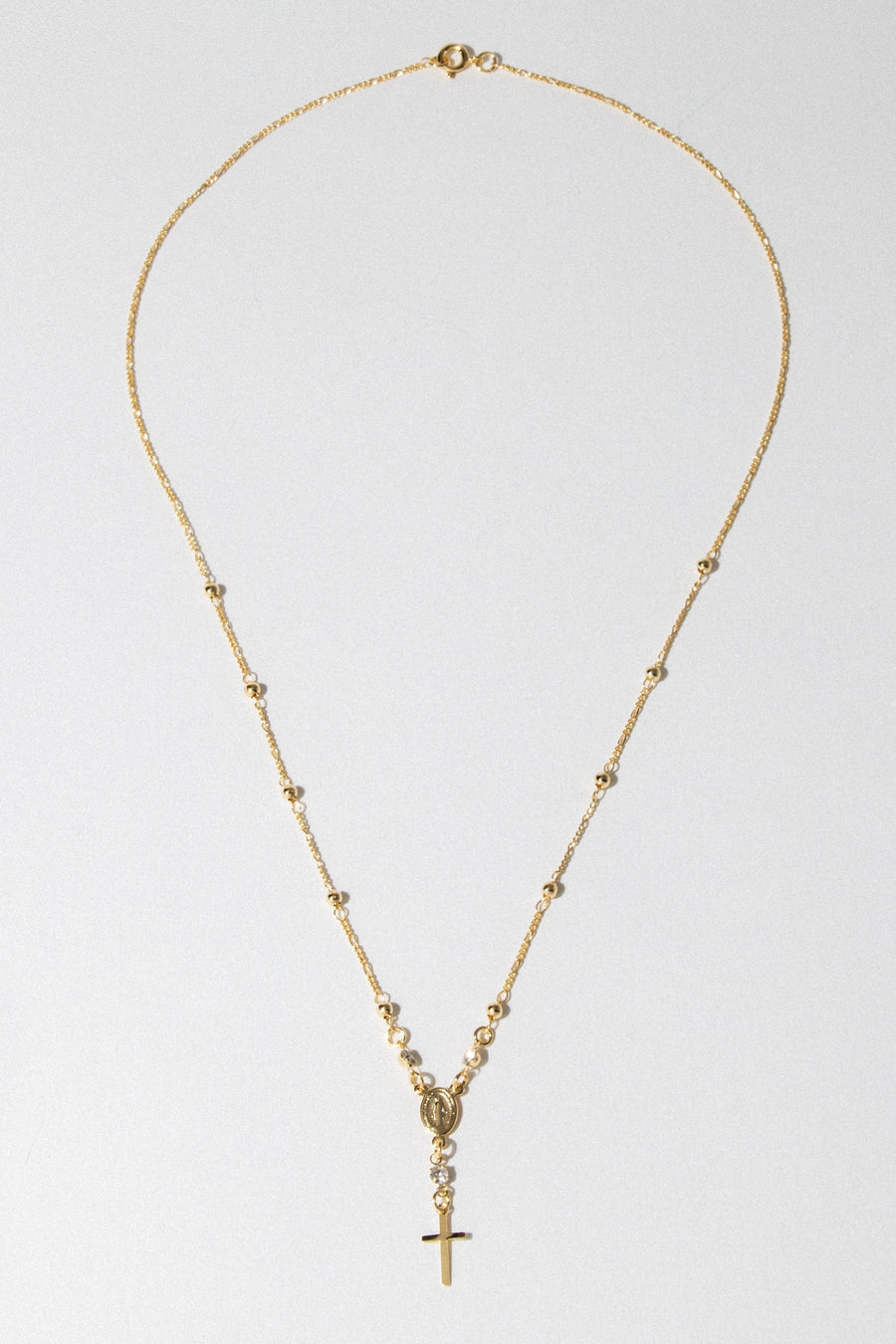 Dona Italia Jewelry Gold / 18 Inches / CZ Rhinestones Positano Rosary Necklace