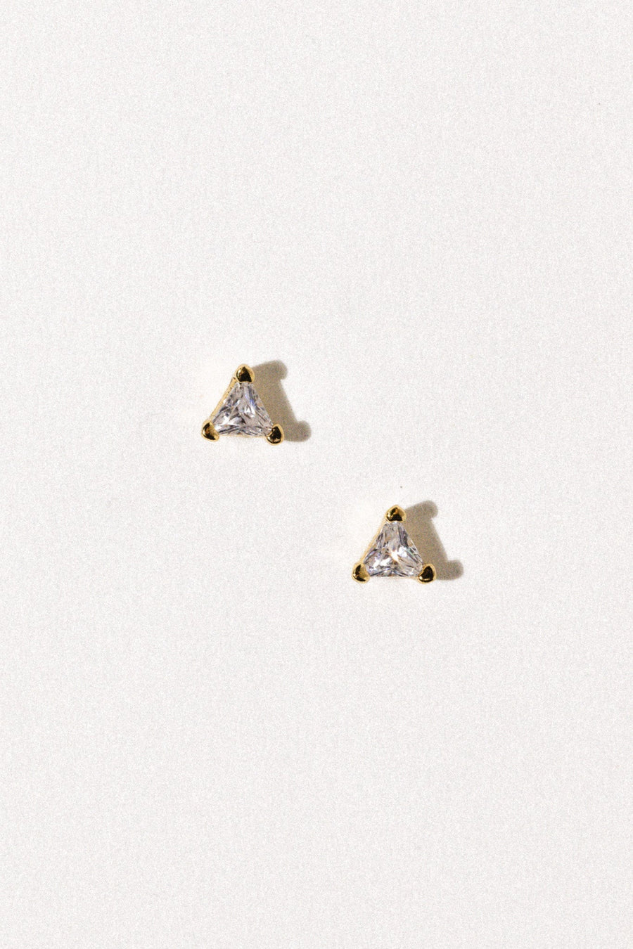 Dona Italia Jewelry Gold / Large Pyramid CZ Stud Earrings