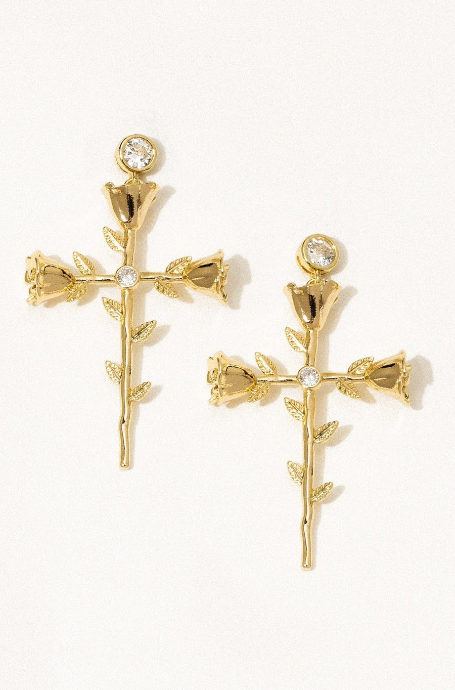 Dona Italia Jewelry Gold Rosa Sacra Stud Earrings