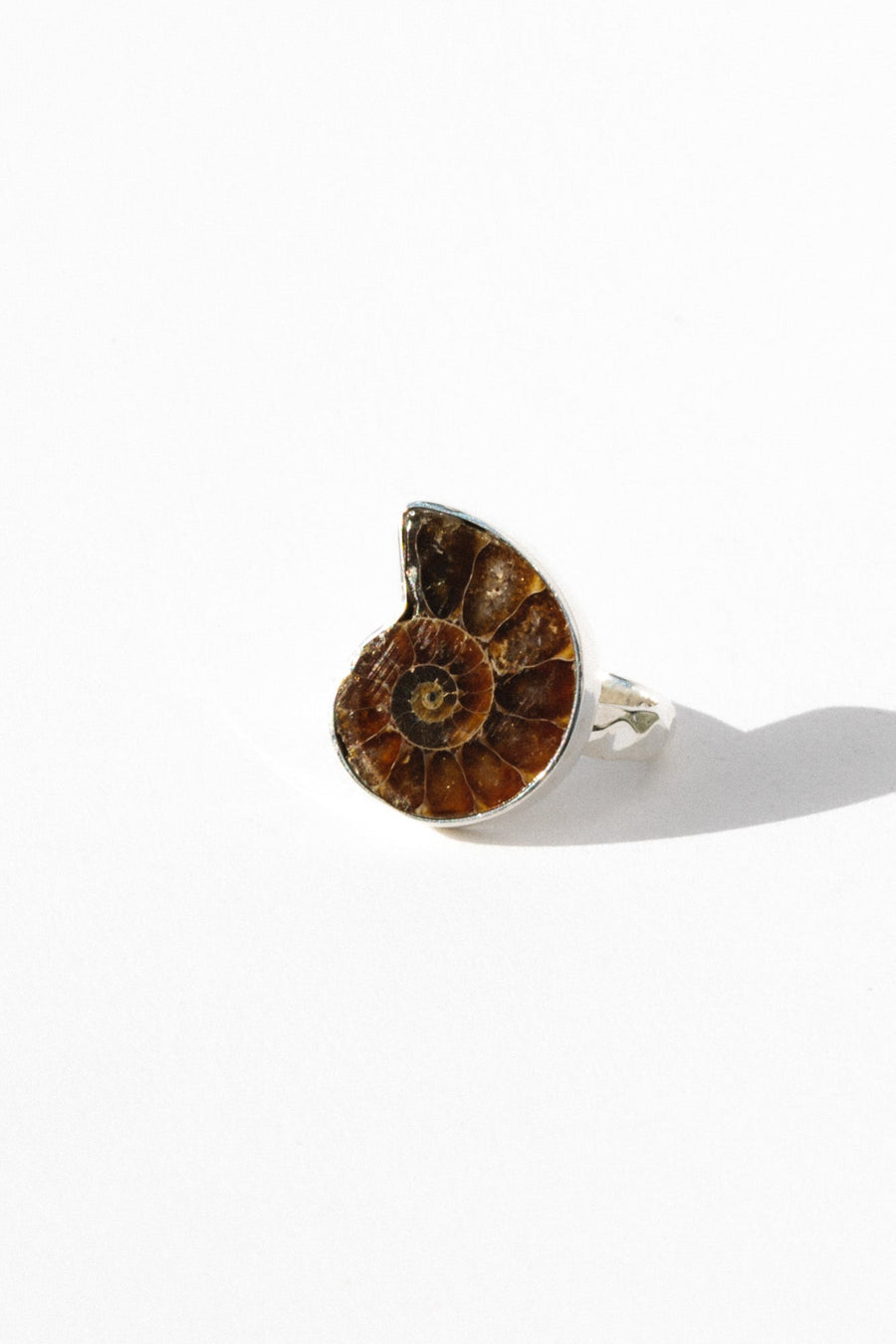 Starborn Creations Jewelry Silver / Open Size Sacred Spiral Ammonite Ring