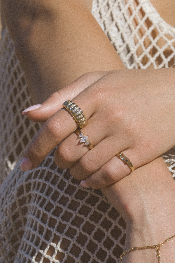 Monplaisir Fashion Jewelry Sea Mist CZ Ring