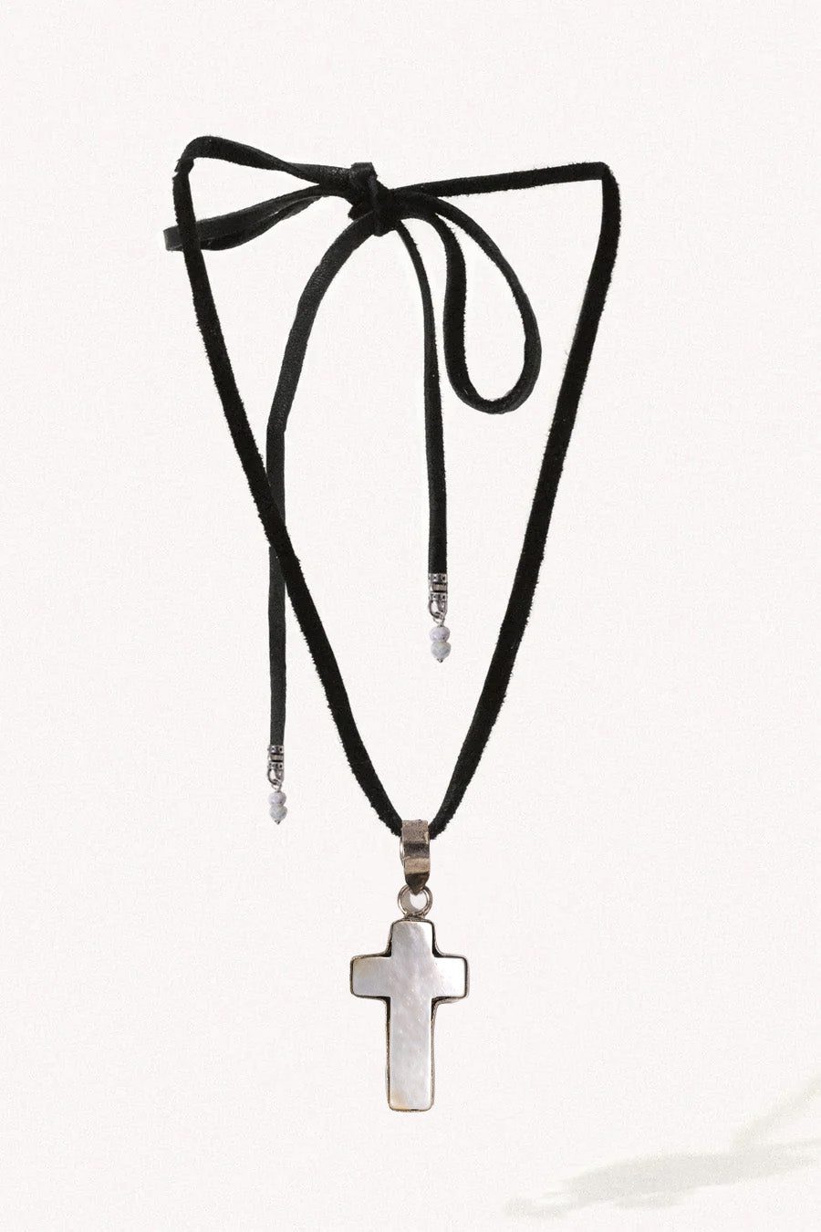 Om Imports Jewelry Black Selvia Mother of Pearl Cross Necklace