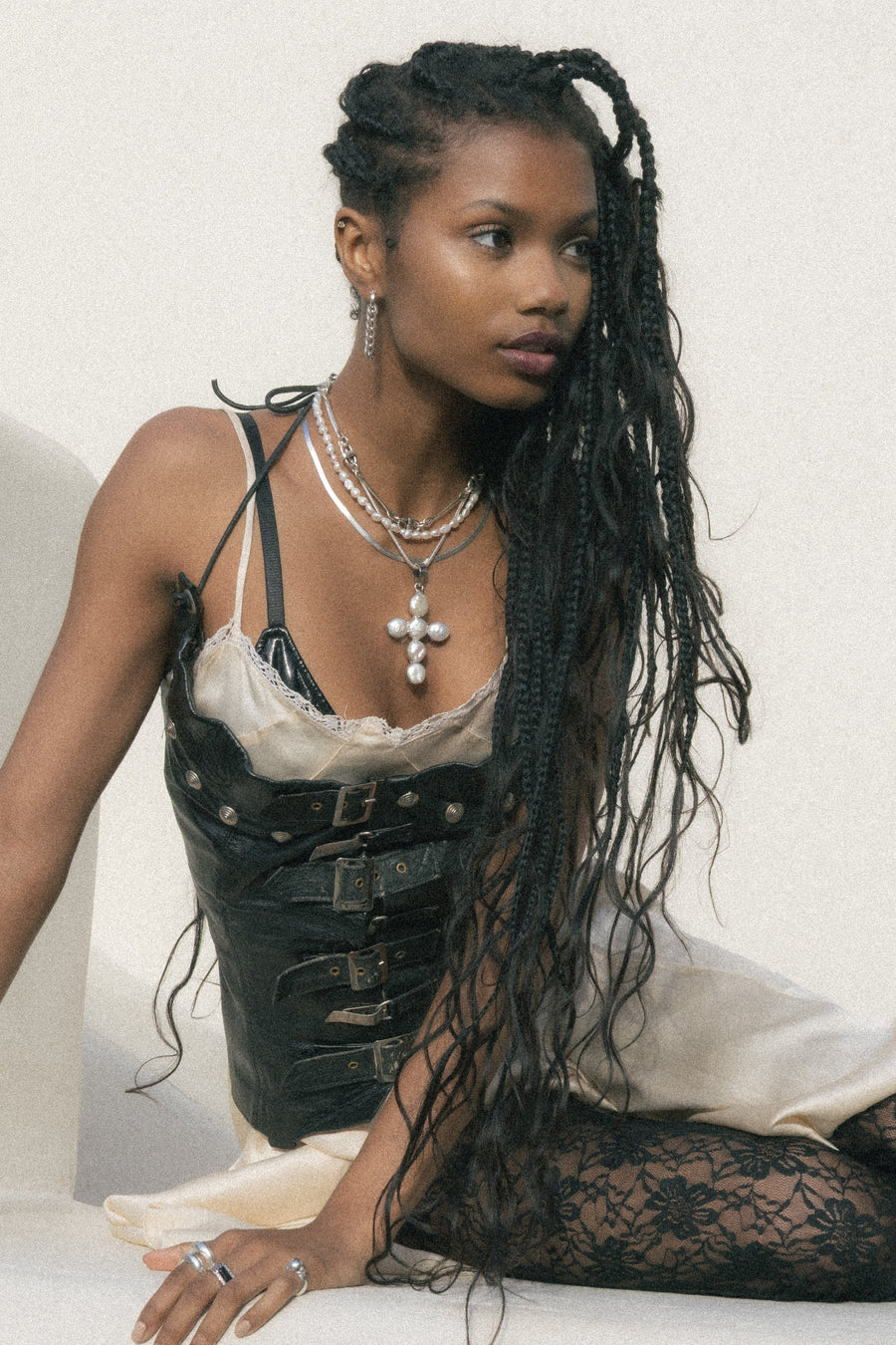 Child of Wild Jewelry Silver / 16 Inches Seraphic Tide Pearl Cross Necklace