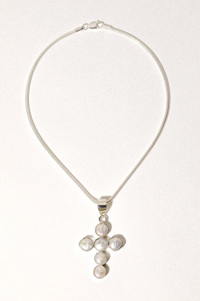 Seraphic Tide Pearl Cross Necklace – Child of Wild
