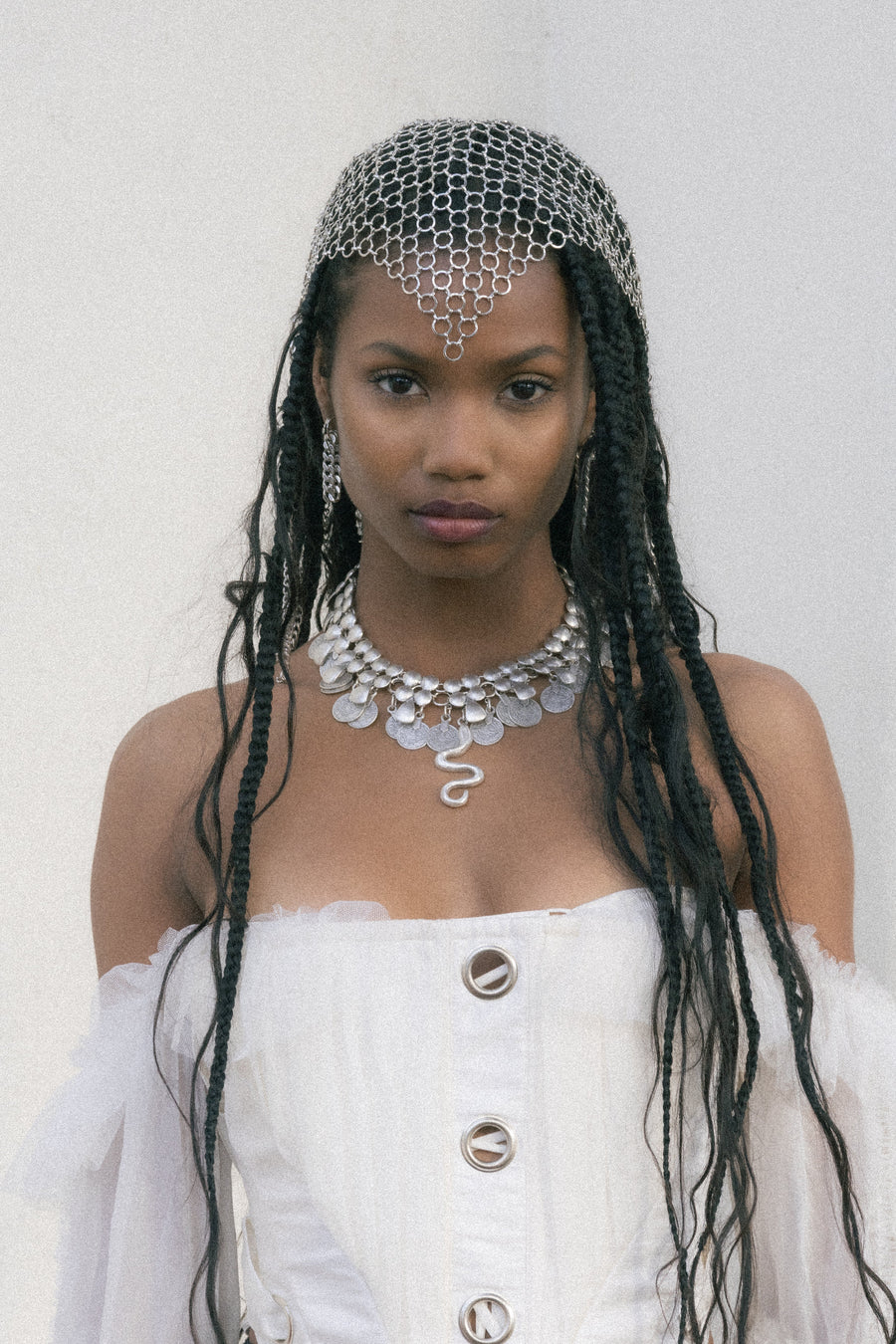 Child of Wild Jewelry Silver / 16 Inches Shahmaran Statement Necklace