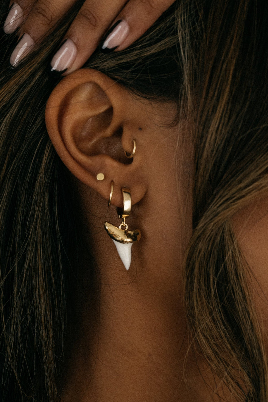 Dona Italia Jewelry Shark Tooth Gold Earring