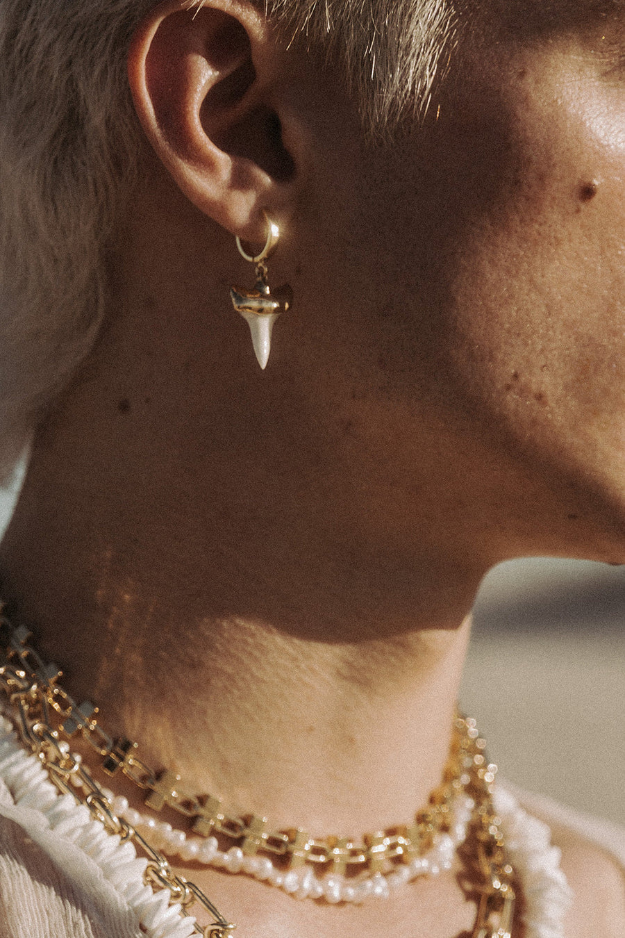 Dona Italia Jewelry Shark Tooth Gold Earring