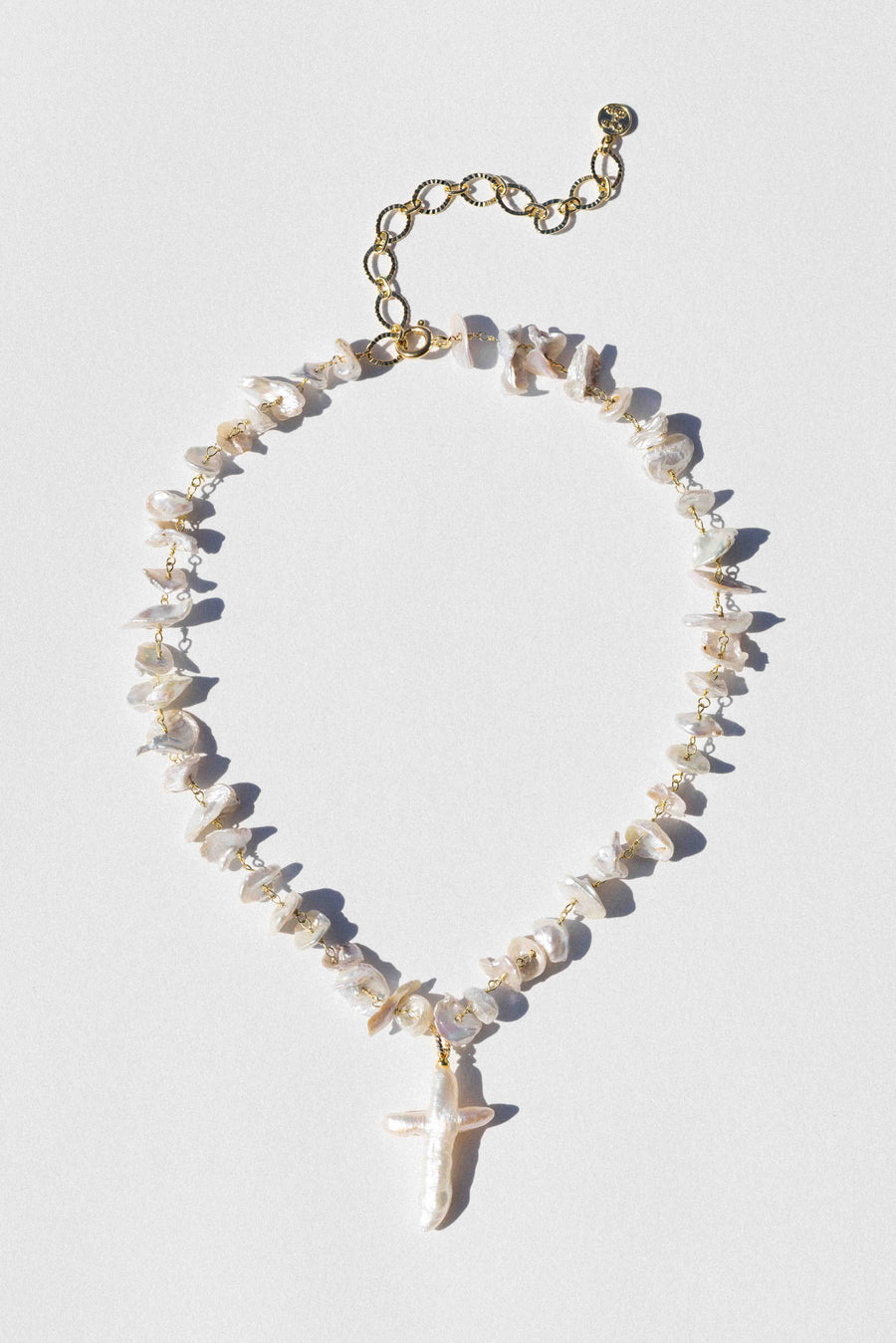 Child of Wild Jewelry Gold / 15 Inches Siren Pearl Cross Necklace
