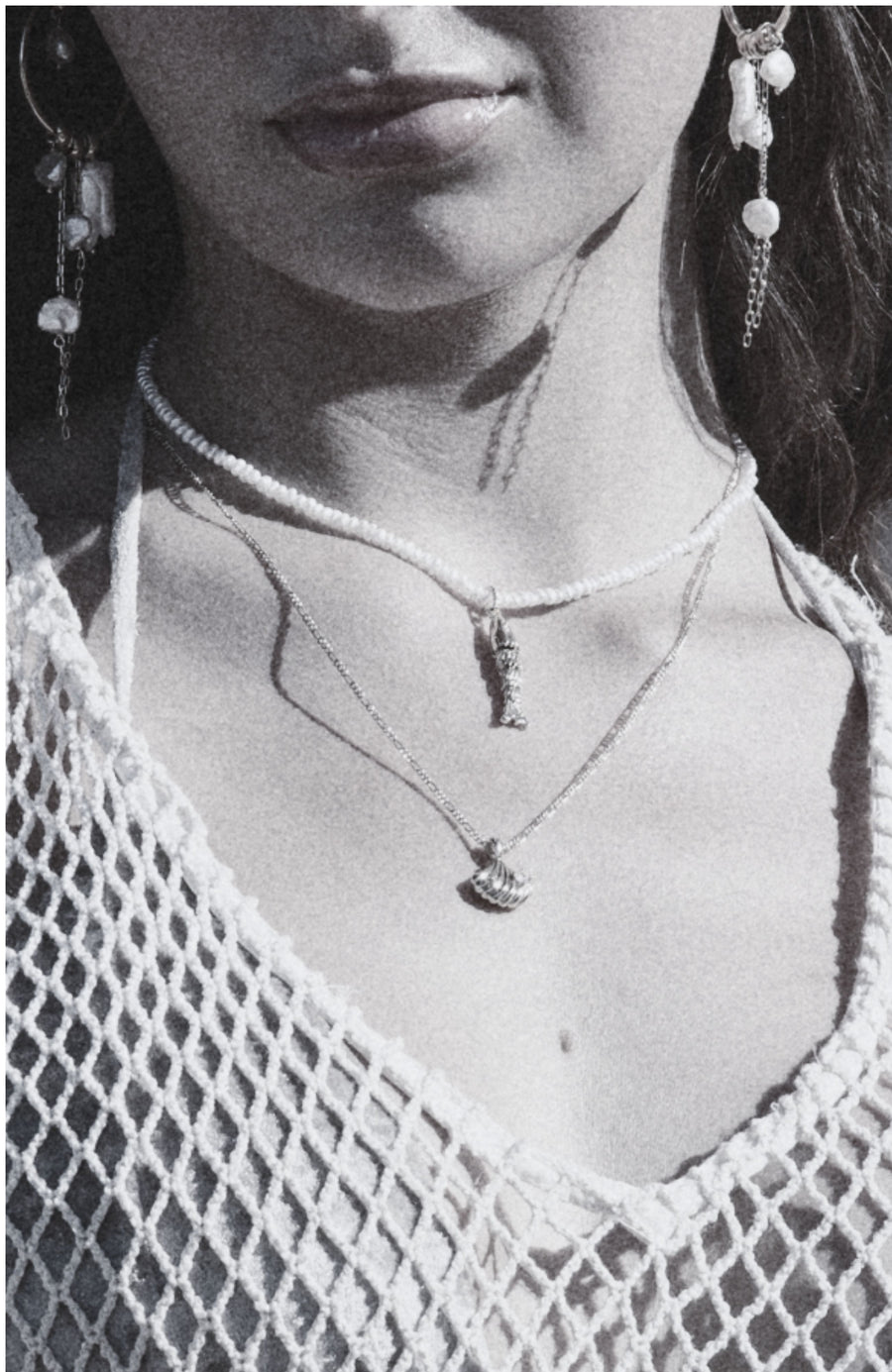Donna Italiana Jewelry Silver / 20 Inches Stonesteps Shell Necklace .:. Silver