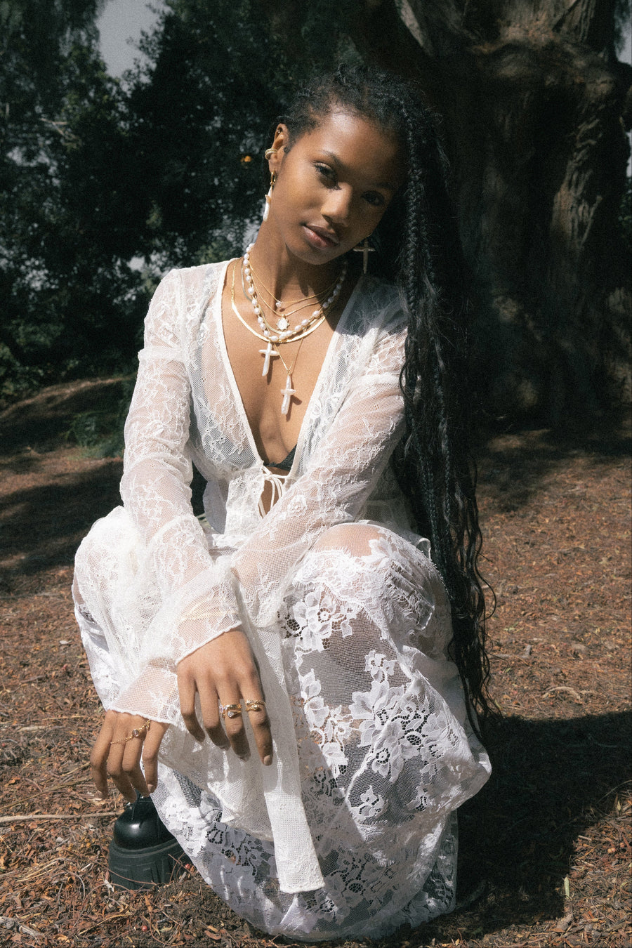 Child of Wild Jewelry Gold / 16 Inches Tahiti Pearl Cross Necklace