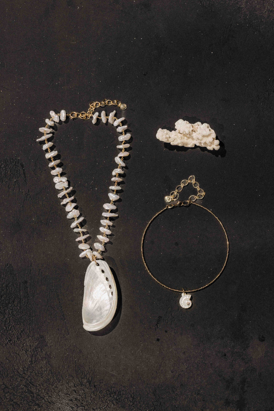 Tresor Jewelry Gold / 15 Inches Tempest Tide Abalone Necklace