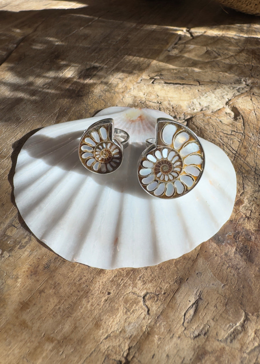 Starborn Creations Jewelry US 6 / Silver / Small Tidal Relic Ammonite Ring