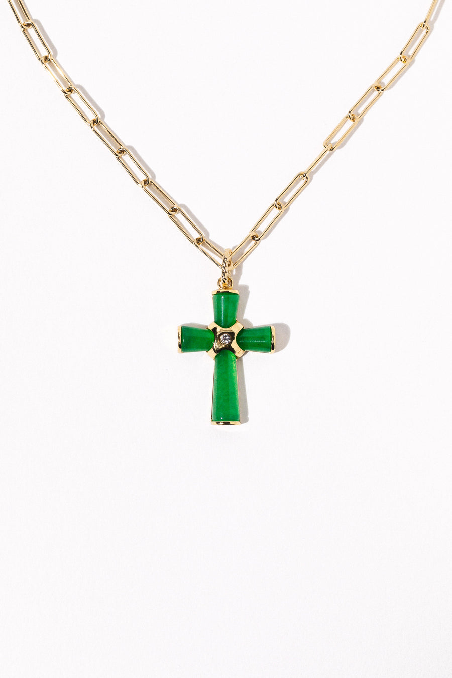 Goddess Jewelry Gold / 16 Inches Vatican Jade Cross Necklace