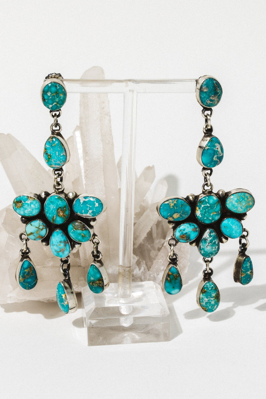 Sunwest Jewerly Silver / Turquoise Viho Statement Turquoise Earrings