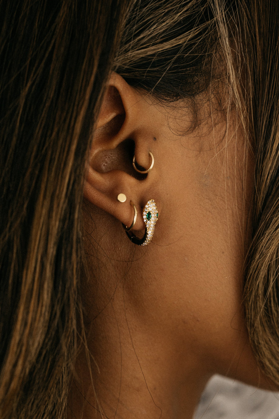 Aimvogue Jewelry Gold Viper Earrings