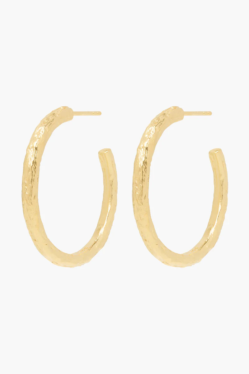 Wildthings Collectables Jewelry Gold / Large Wanderlust Hammered Hoop Earrings .:. Gold