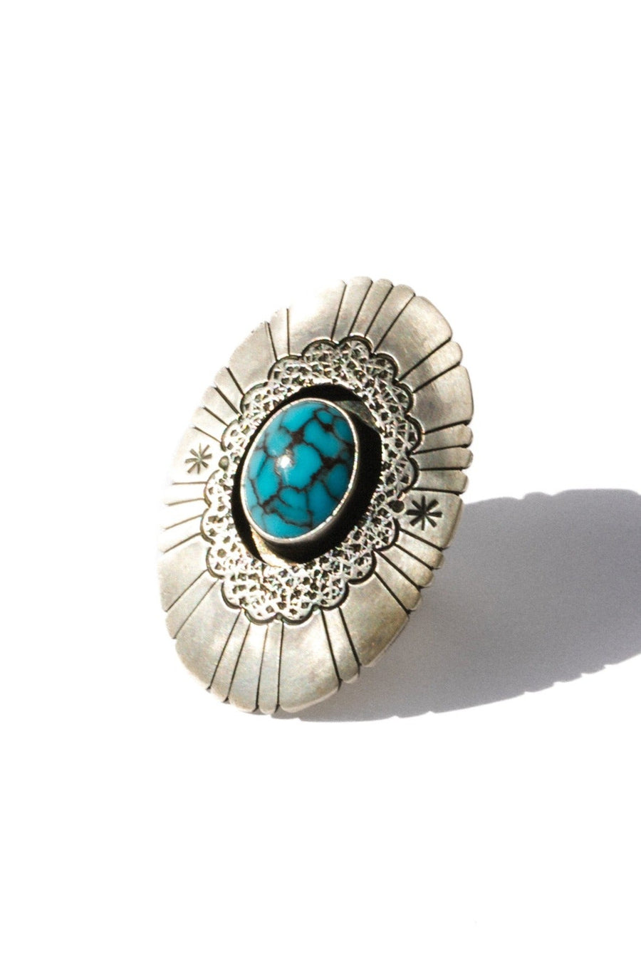 Ayman Jewelry Silver / US 7 Western Sunset Navajo Concho Ring