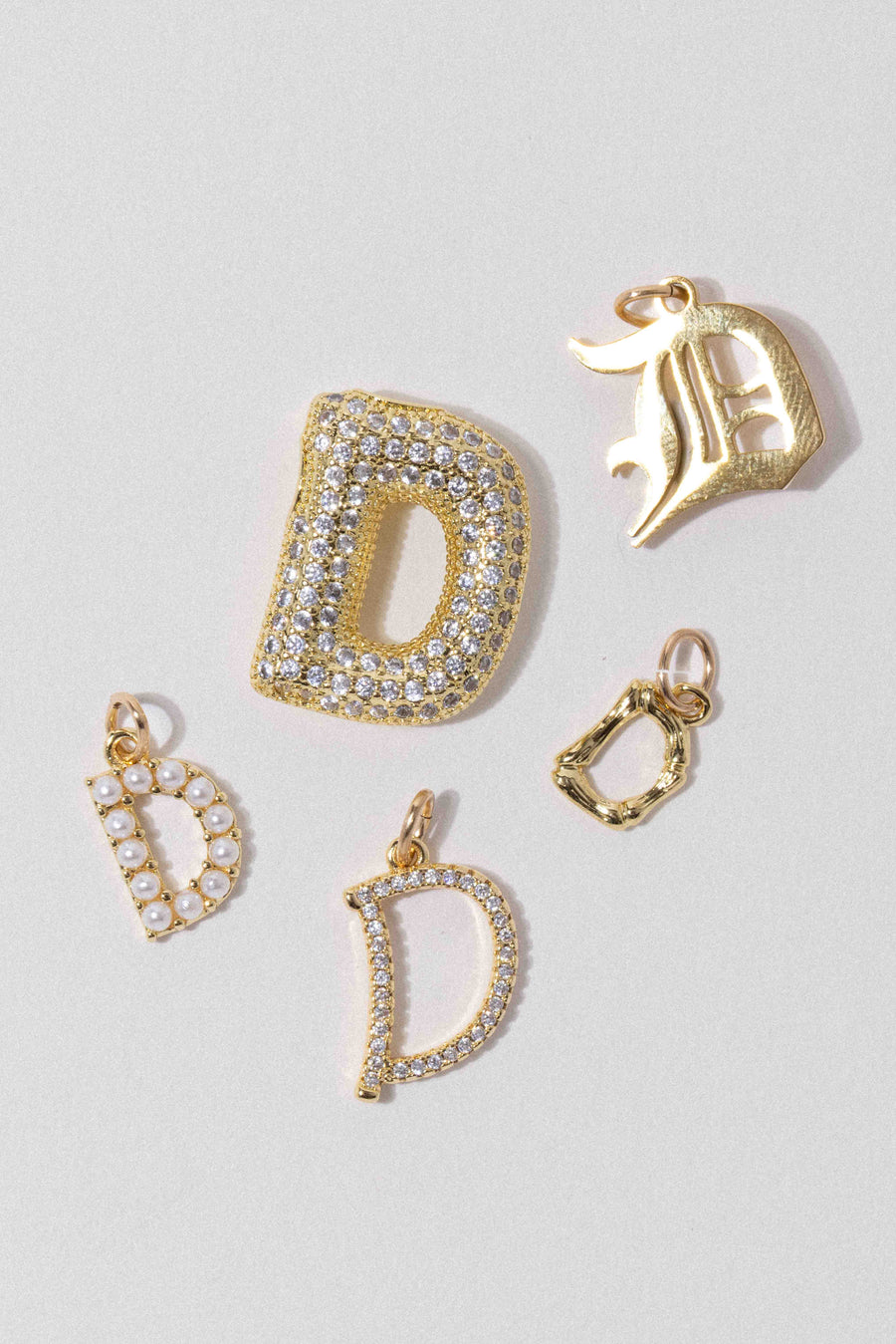 Child of Wild D Letter Charm - Cursive Pavè