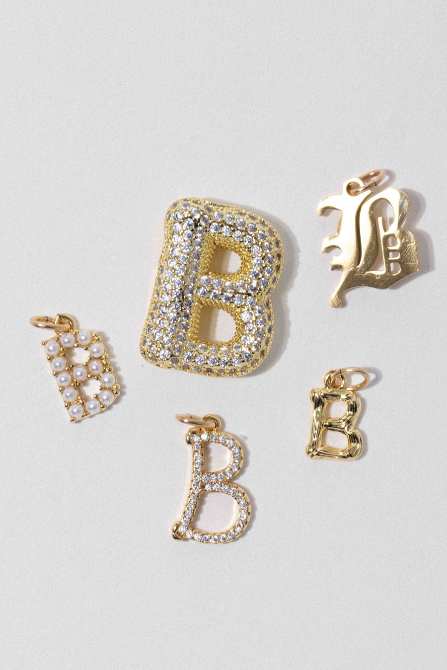 Child of Wild B Letter Charm - Cursive Pavè