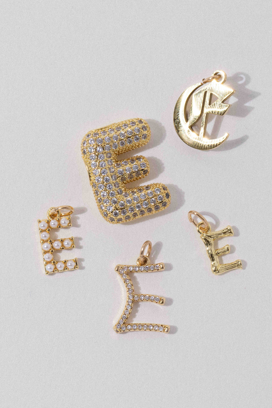 Child of Wild E Letter Charm - Cursive Pavè