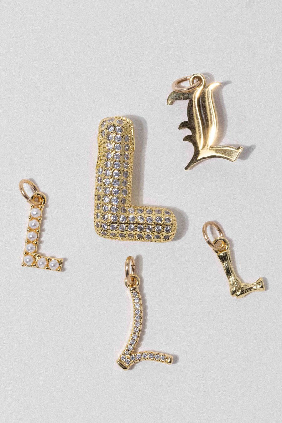 Child of Wild L Letter Charm - Cursive Pavè