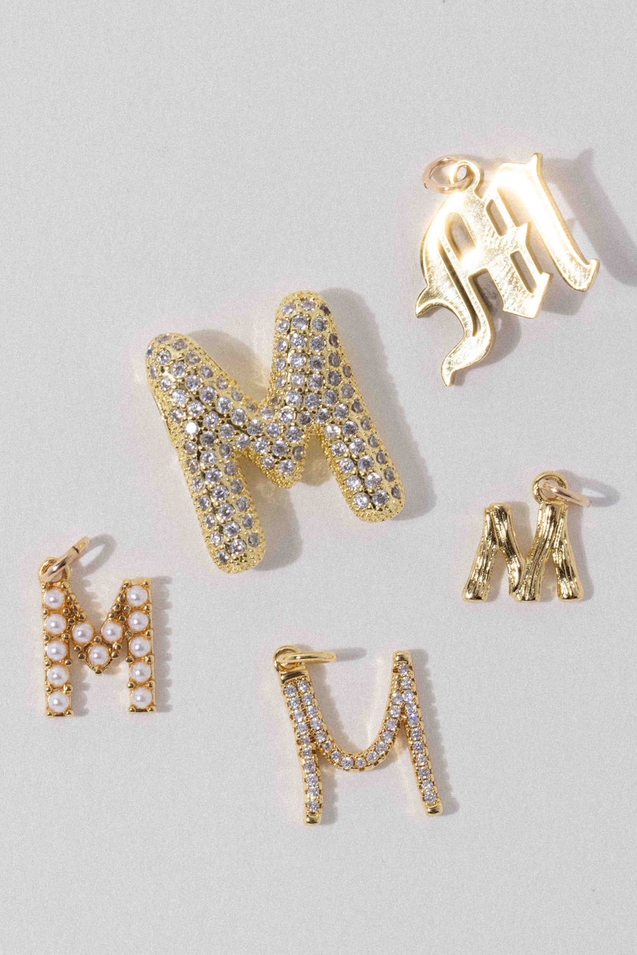 Child of Wild M Letter Charm - Cursive Pavè