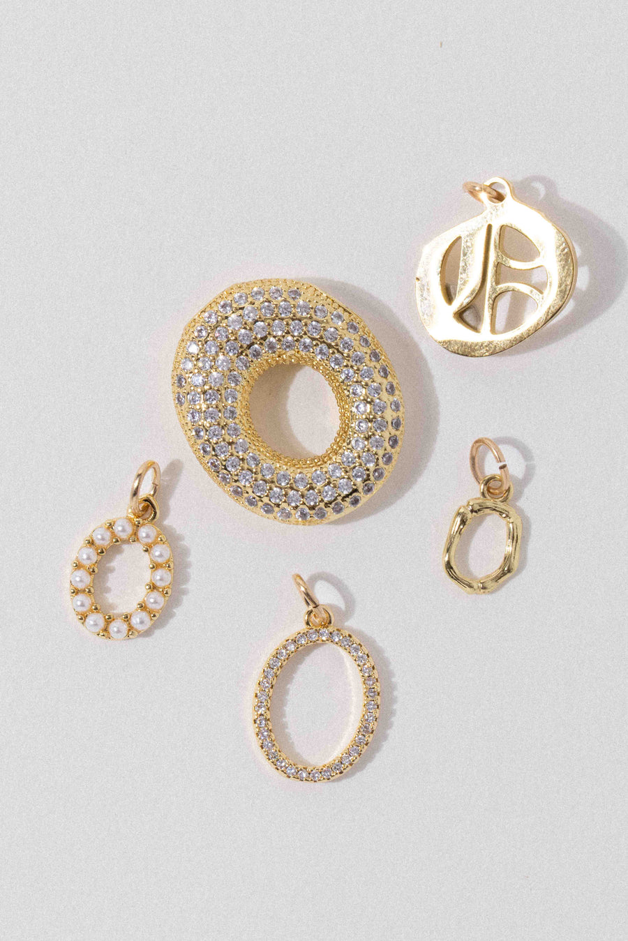 Child of Wild O Letter Charm - Cursive Pavè