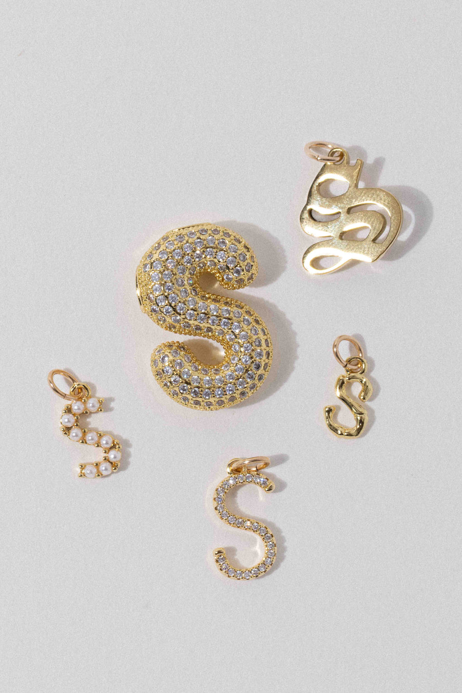 Child of Wild S Letter Charm - Cursive Pavè