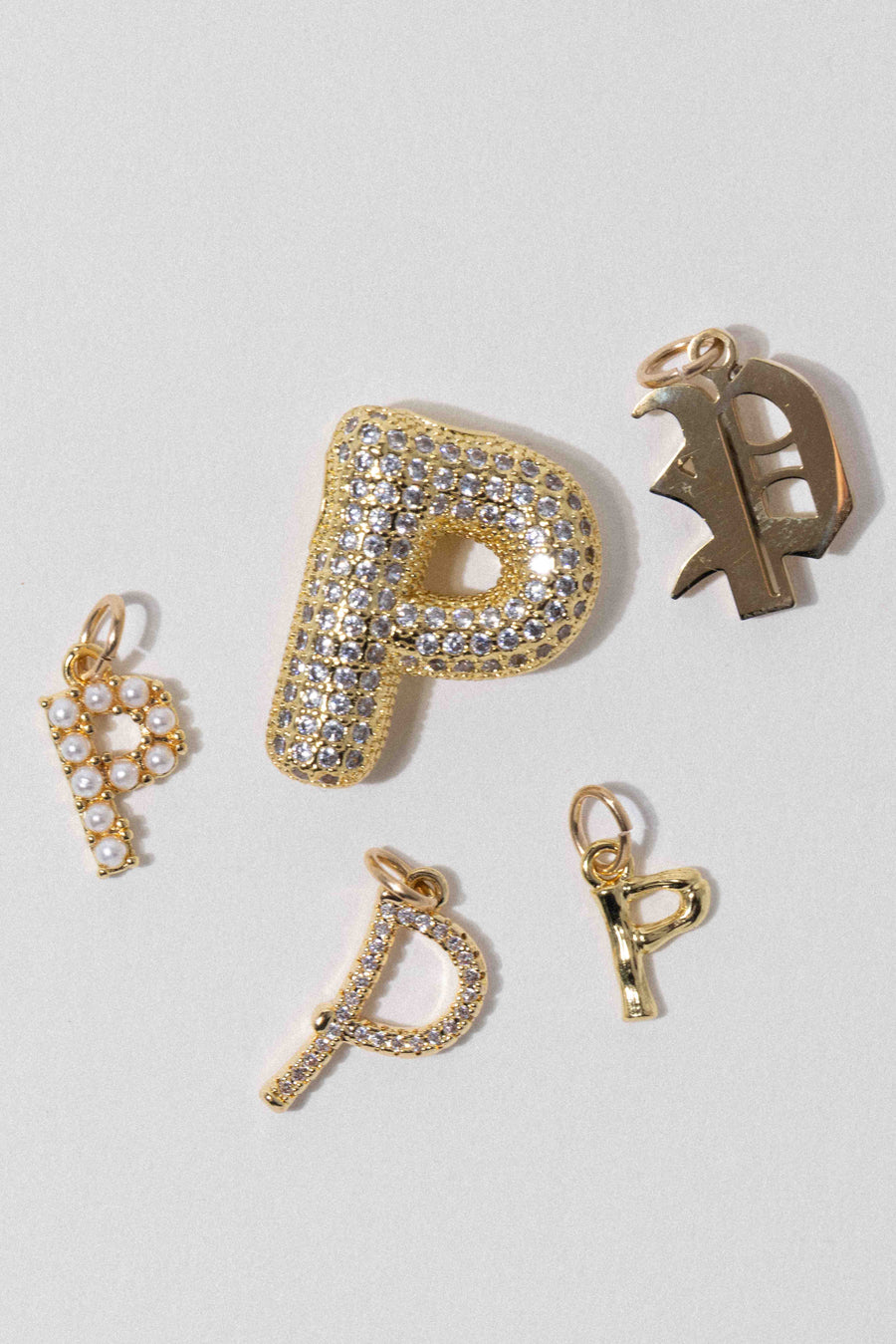 Child of Wild P Letter Charm - Cursive Pavè