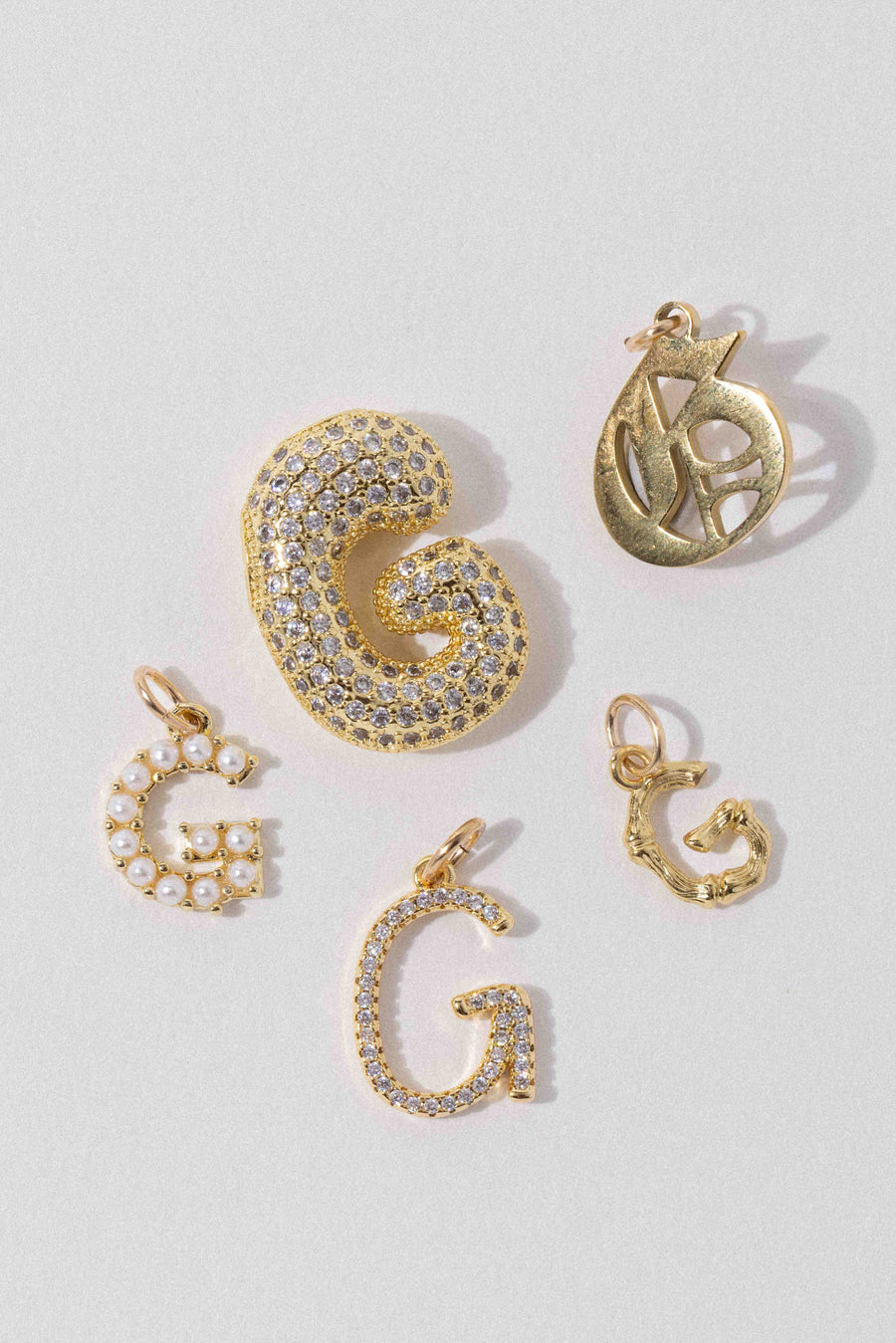 Child of Wild G Letter Charm - Cursive Pavè